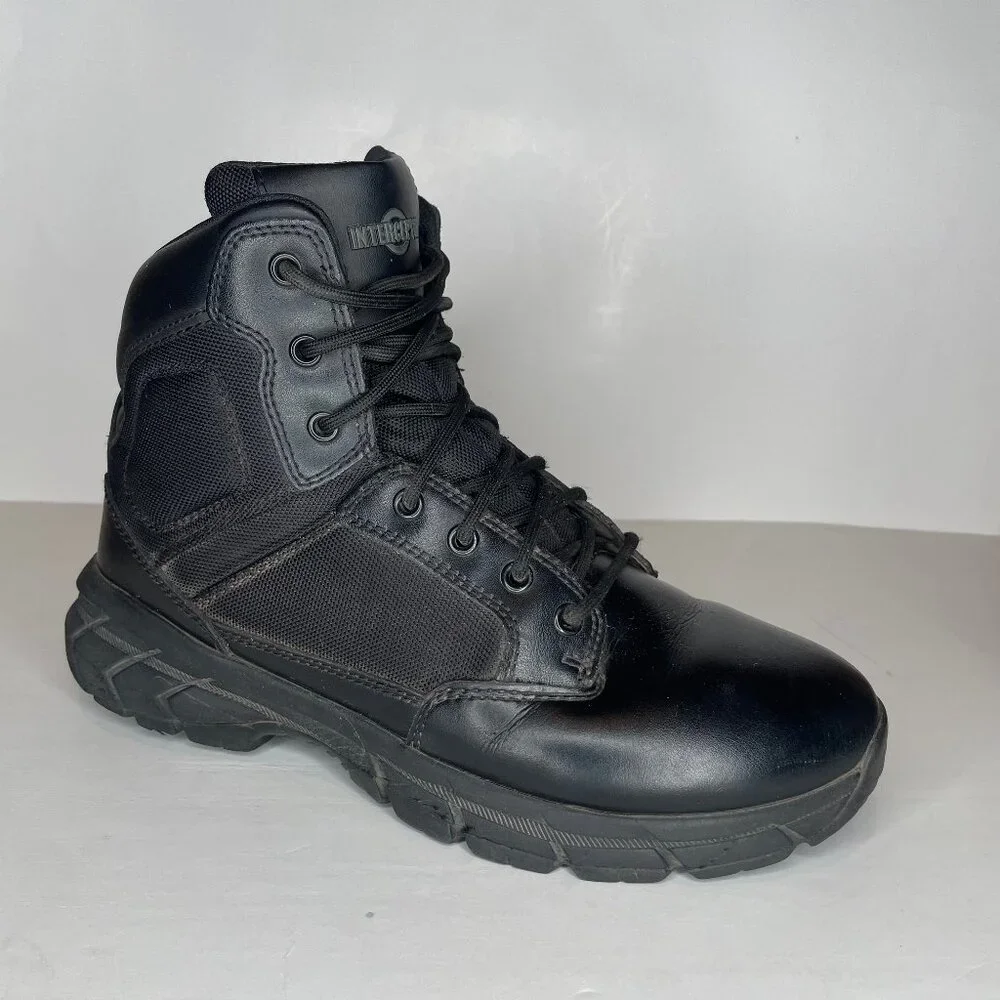 Interceptor Mens Tactical Boots Black Side Zip Size 10 Work Combat Security Shoe